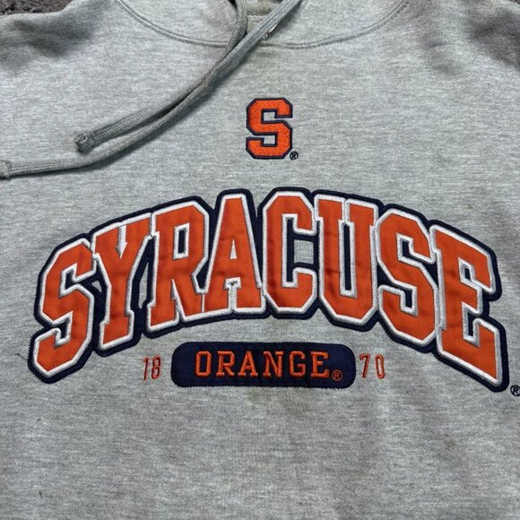 Vintage Syracuse Hoodie Mens XL Gray Pullover Long Sleeve Embroidered Logo - Picture 4 of 14
